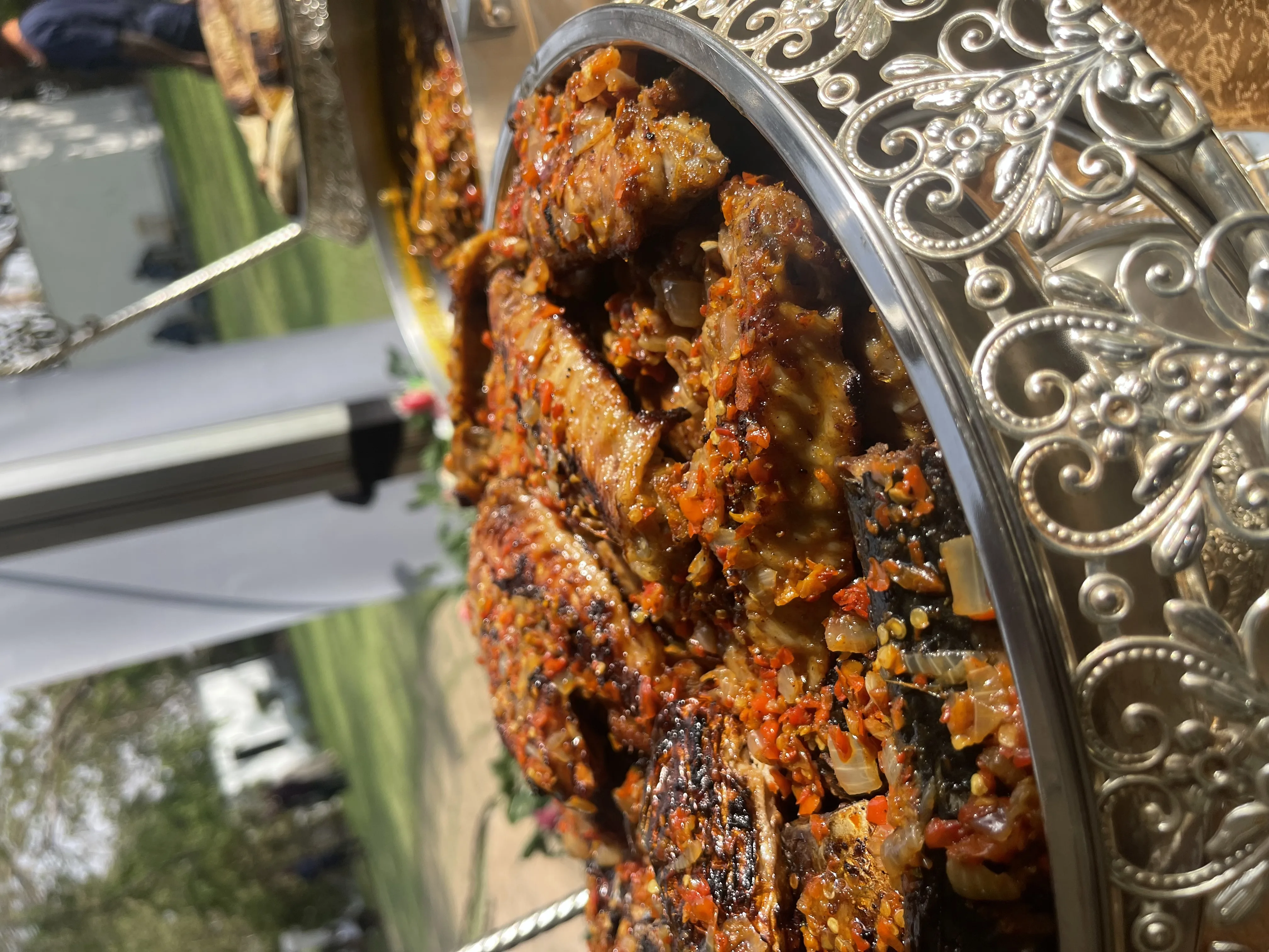 Grilled peppered fish platter